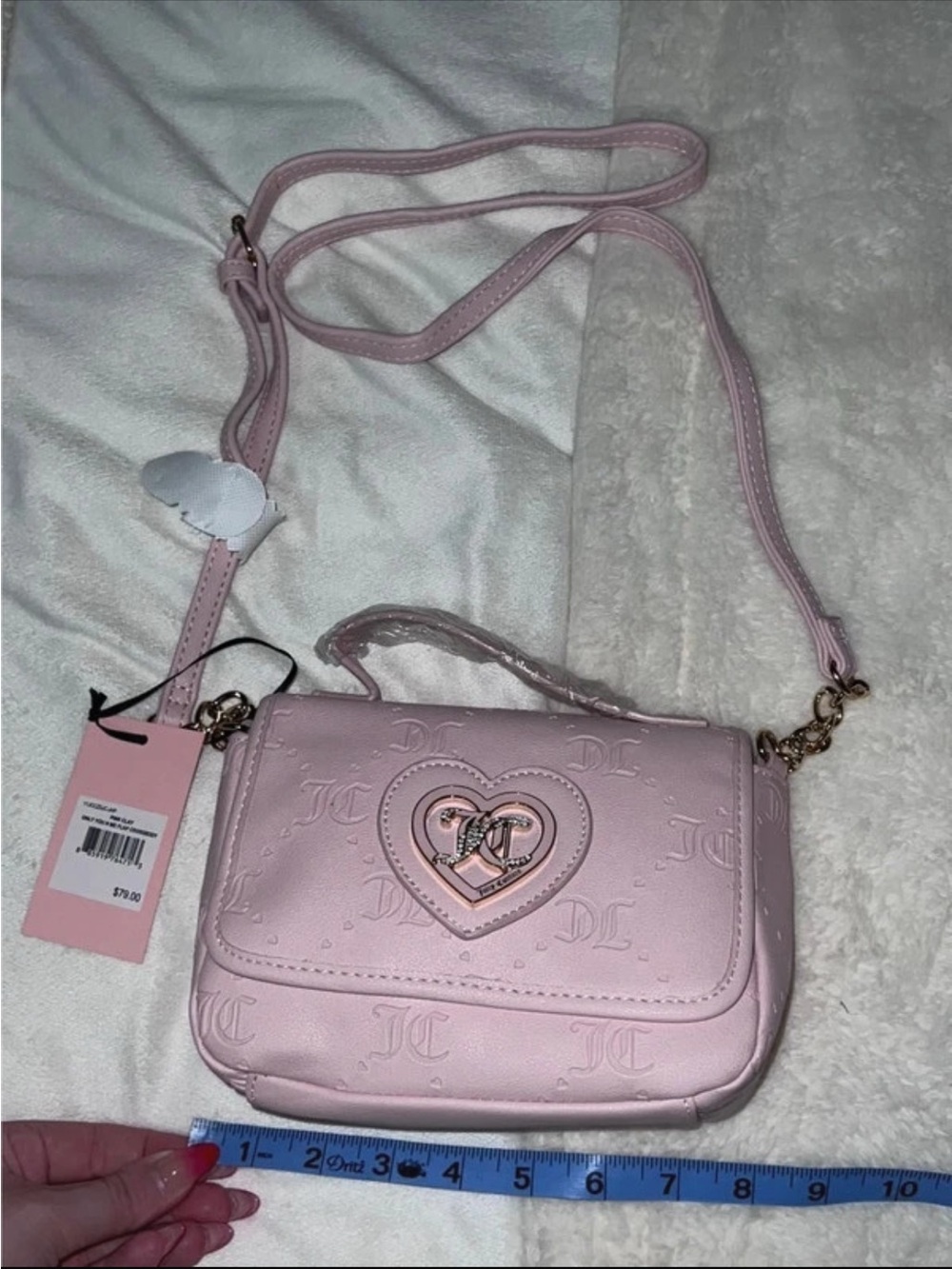 Juicy Couture Light Pink Heart Logo Crossbody Bag